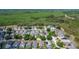 Real estate aerial view of well-maintained community homes with screened patios and lush greenery in the background at 217 Herring St, Davenport, FL 33897