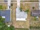 Bird's-eye view of the property with a large yard, highlighting its neighborhood setting at 2558 Academy Ave, Deltona, FL 32738