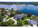 Waterfront estate with lush landscaping, a circular driveway, private dock, and panoramic lake views at 4301 Down Point Ln, Windermere, FL 34786