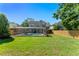 Backyard view features a screened in pool, fenced yard, and manicured lawn at 5388 Birchbend Loop, Oviedo, FL 32765