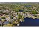 Scenic aerial view of a lakeside community featuring mature trees, green spaces, and well-maintained homes with pools at 8616 Port Said St, Orlando, FL 32817