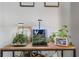 Close up view of terrariums and plants on a wooden shelf in the bedroom at 116 Hurst Ct, Deland, FL 32724