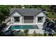 Aerial view of a modern home featuring a luxurious pool, patio area, and well-maintained landscaping at 1220 Delaney Park Dr, Orlando, FL 32806