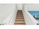 Clean staircase with carpeted steps and white railings, leading to the upper level of the home at 1222 Alstonia Ln, Mount Dora, FL 32757