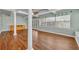 Bright living room featuring hardwood floors, large windows, and a ceiling fan at 1329 Maury Rd, Orlando, FL 32804