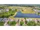 Aerial view of a neighborhood featuring a lake and a lush green landscape at 1556 Sherbourne St, Winter Garden, FL 34787