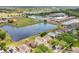 Beautiful aerial view of a residential neighborhood, school, lake, and green spaces on a sunny day at 1556 Sherbourne St, Winter Garden, FL 34787