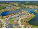Aerial view of community with lake, green spaces, and beautiful lawns at 1712 Boat Launch Rd, Kissimmee, FL 34746