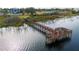 Scenic lake view featuring a wooden fishing pier with gazebo offering tranquil waterfront access at 2602 Shirehall Ln, Winter Garden, FL 34787