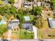 This aerial view outlines the property and highlights the backyard pool and mature trees surrounding the home at 261 West Citrus St, Altamonte Springs, FL 32714