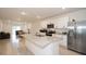 Modern kitchen featuring an island with a sink, stainless steel appliances, and white cabinets at 2936 Sunridge Loop, St Cloud, FL 34771