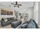 Inviting living area with open floor plan, lots of seating, and view of staircase at 3661 Brighton Park Cir, Orlando, FL 32812