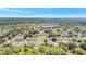 An aerial view shows a community near a lake, emphasizing the mature trees and well-kept homes at 9999 Shadow Creek Dr, Orlando, FL 32832