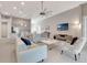 Open-concept living area with modern furniture, kitchen bar seating, and neutral color palette throughout at 2335 Symphony Cir, St Cloud, FL 34771