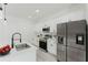 Modern kitchen with stainless steel appliances, quartz countertops, and white cabinetry at 2596 Sw 146 St, Ocala, FL 34473