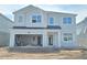New two-story home featuring an attached two-car garage and white accents against the gray siding at 2666 Great Heron Ave, St Cloud, FL 34773