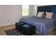 The bedroom features a padded headboard, stylish rug, and natural light from a window at 3020 Red Ginger Rd, Kissimmee, FL 34747