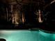 A tranquil screened-in pool area with illuminated trees in the background at 320 Remington Dr, Oviedo, FL 32765