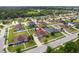 Aerial shot of neighborhood with various homes, lawns and landscaping. The subject property has a red pin at 350 Black Springs Ln, Winter Garden, FL 34787