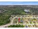 Wide aerial shot of a neighborhood, featuring lakes, wooded areas, and residential homes at 350 Black Springs Ln, Winter Garden, FL 34787