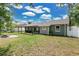 Expansive backyard featuring a covered patio, lush lawn, and a charming fire pit area at 4646 Old Road 37, Lakeland, FL 33813
