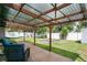 Relaxing backyard with covered patio, hammock, fire pit, and privacy fence for outdoor enjoyment at 4646 Old Road 37, Lakeland, FL 33813