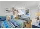 Comfortable bedroom featuring two twin beds with nautical-themed decor and accents at 4821 Saxon Dr # 201B, New Smyrna Beach, FL 32169