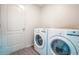 Convenient laundry room with modern washer and dryer units, and a nearby entry door at 936 Dandridge Dr, Deltona, FL 32725