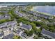 Aerial view showcases the neighborhood and the proximity to the lake at 1068 Lake Baldwin Ln, Orlando, FL 32814