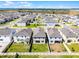 An aerial view of a neighborhood with many houses and a small lake in the background at 14613 Erice Ave, Clermont, FL 34714