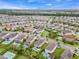 Aerial view of a neighborhood showcasing houses with pools and well-maintained landscaping at 321 Falls Dr, Kissimmee, FL 34747