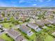 Aerial shot of a neighborhood showcasing homes with pools and well-maintained landscaping at 321 Falls Dr, Kissimmee, FL 34747