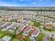 Aerial view of a neighborhood showcasing houses with pools and well-maintained landscaping at 321 Falls Dr, Kissimmee, FL 34747