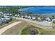 Neighborhood aerial showcasing well-kept homes, adjacent to a beautiful lake with private docks for boating enthusiasts at 3456 Shallow Cove Ln, Clermont, FL 34711
