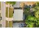 Overhead view of a home featuring a well-maintained roof, screened-in porch, and green backyard at 4246 Clarinda St, Orlando, FL 32811