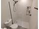 This bathroom features a large glass shower with shelving in the wall at 4443 Doris Dr, New Smyrna Beach, FL 32169