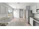 Bright kitchen with gray walls, white cabinets, and stainless steel appliances at 558 Knollwood Dr, Davenport, FL 33837