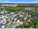 An aerial view showcases well-maintained houses and gardens with mature trees in a vibrant neighborhood at 109 Grinnell Pl, Celebration, FL 34747