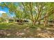 Expansive backyard with mature trees, a screened-in porch, and a swimming pool, creating a serene outdoor space at 20 Stone Gate S, Longwood, FL 32779