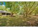 Lush backyard featuring mature trees, a pool, and a screened-in porch, creating a private retreat at 20 Stone Gate S, Longwood, FL 32779
