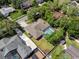 Aerial view of the property showing the screened pool, tennis court, and well-maintained lawn at 250 Shady Oaks Cir, Lake Mary, FL 32746