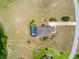 Aerial view of the home's roof and a screened in pool at 36813 Barrington Dr, Eustis, FL 32736