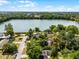 Picturesque aerial shot of a serene lake and surrounding neighborhood under a clear blue sky at 7807 Napoleon St, Orlando, FL 32825