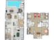 Detailed floor plan showcasing the layout of the home with a pool, multiple bedrooms, and living areas at 1405 Thunderbird Rd, Davenport, FL 33896