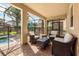 Covered patio with outdoor seating and a view of the pool and backyard area at 1405 Thunderbird Rd, Davenport, FL 33896