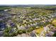 A wide aerial view of a residential neighborhood featuring lush green landscapes and diverse architectural styles at 1825 Saffron Plum Ln, Orlando, FL 32828