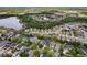 Expansive aerial view of a residential community nestled among lush greenery and serene lakes at 1825 Saffron Plum Ln, Orlando, FL 32828