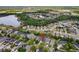 A beautiful aerial view of the neighborhood showcasing the lovely lake at 1825 Saffron Plum Ln, Orlando, FL 32828