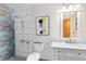 Newly renovated bathroom with tiled shower and modern vanity at 25548 Pine Valley Dr, Mount Plymouth, FL 32776