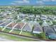 Scenic aerial view of a well-maintained neighborhood with homes, green spaces, and a lakefront setting at 2607 Quail Pond Way, Kissimmee, FL 34743